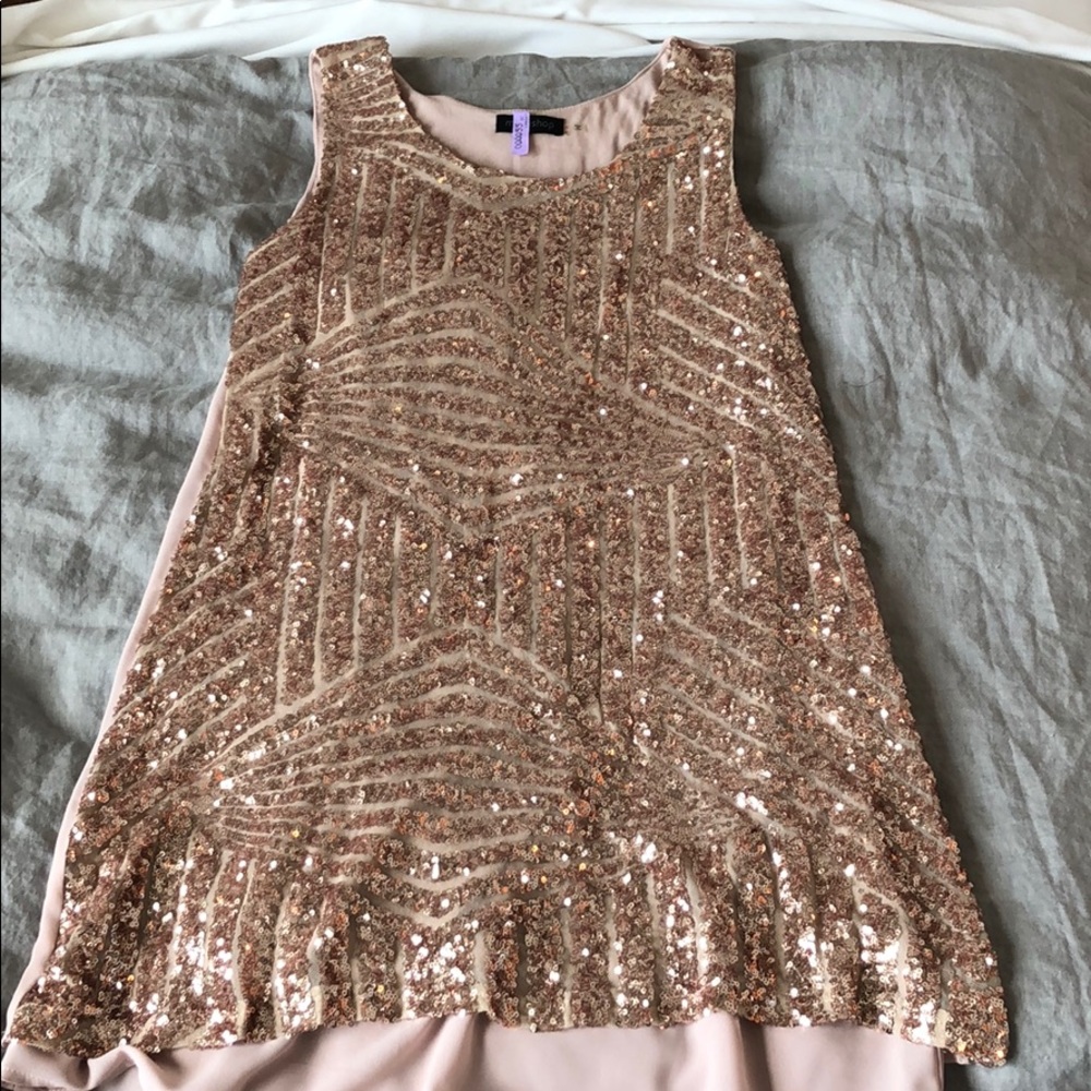 Blush sequin shift dress
